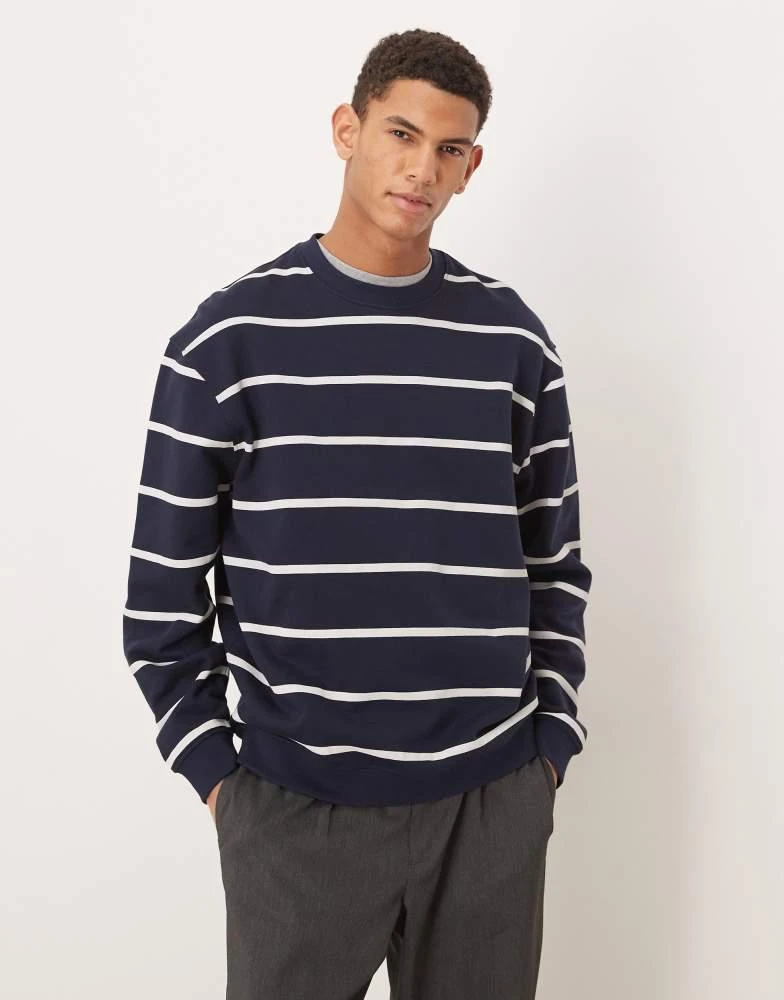 ASOS ASOS DESIGN essential striped sweatshirt in navy