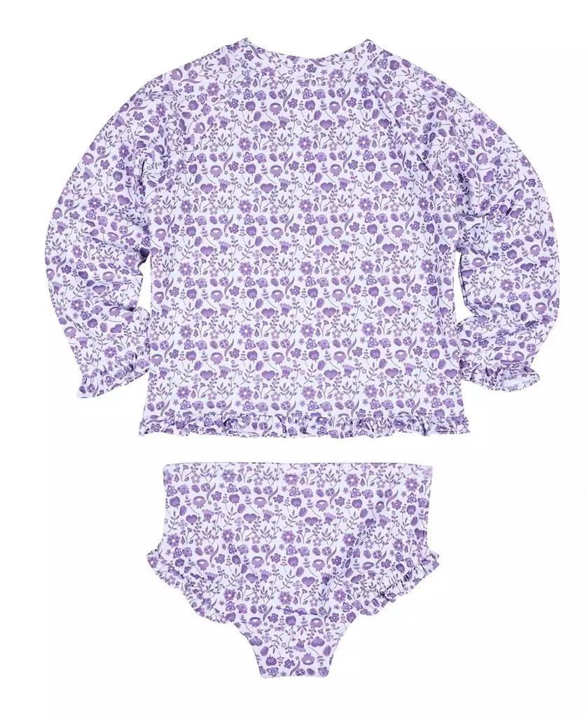 Florence Eiseman Little Girls Floral Print Rashguard Swimsuit with Ruffles 3