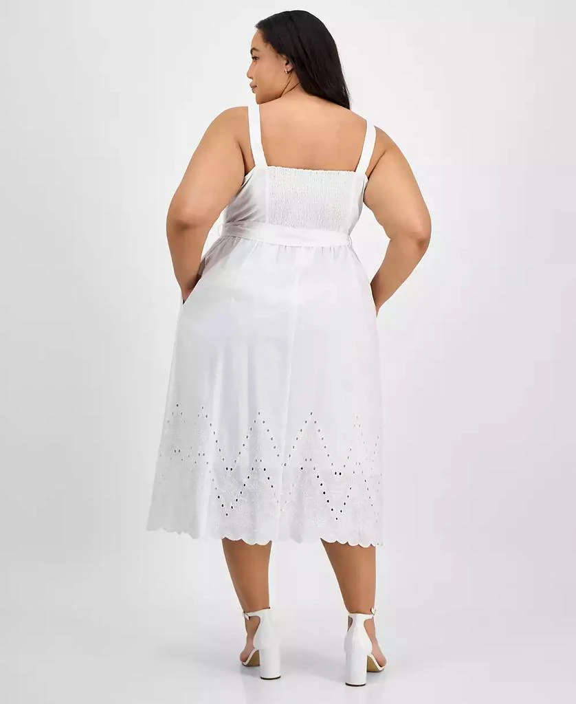 julia jordan Plus Size Cotton Sleeveless Eyelet-Hem Midi Dress 5