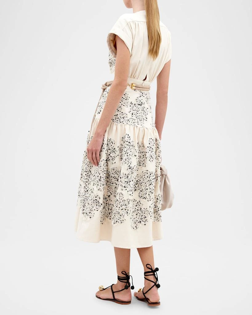 Silvia Tcherassi Metaponto Floral Embroidered Drop-Waist Midi Dress 3