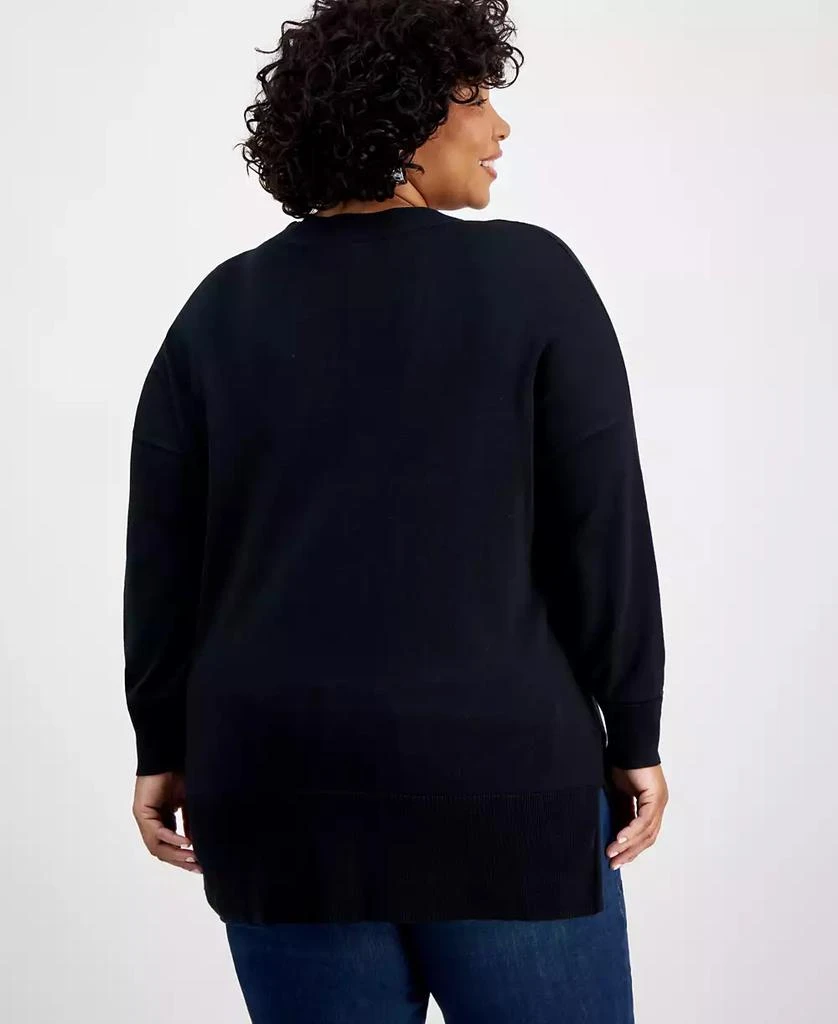 INC International Plus Size  V-Neck Step Hem Sweater, Created for Macy's 4