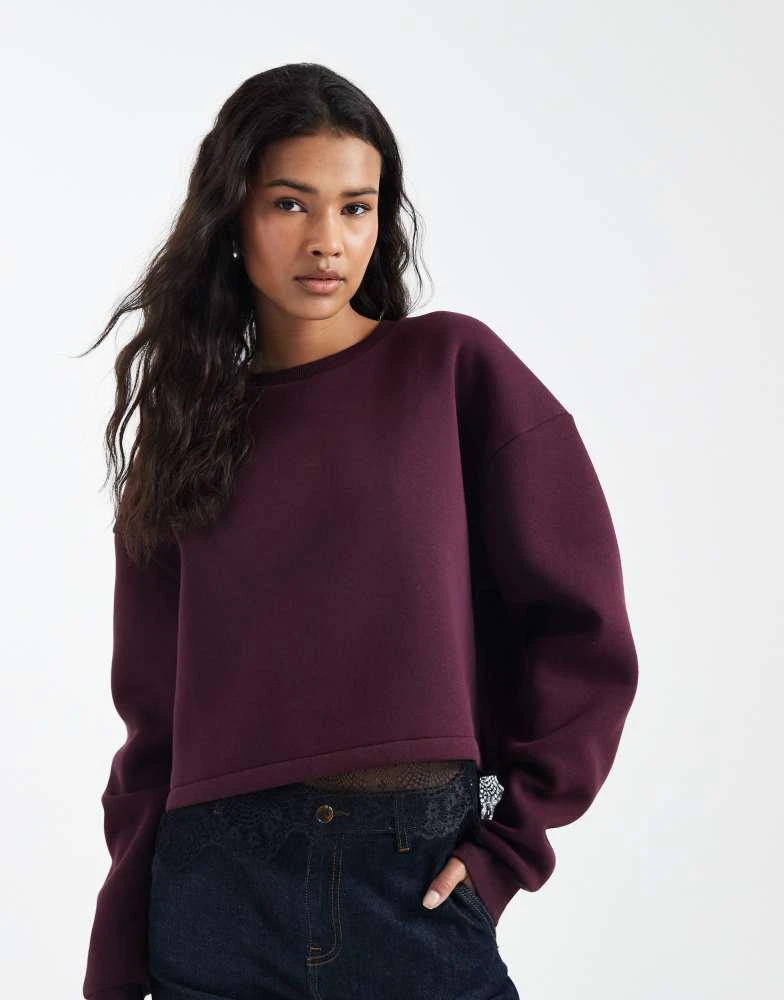 Miss Selfridge Miss Selfridge lace hem sweatshirt in plum