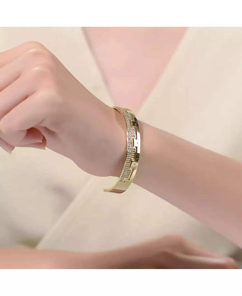 Rachel Glauber 14K Gold Plated with Cubic Zirconias Cuff Bracelet 2