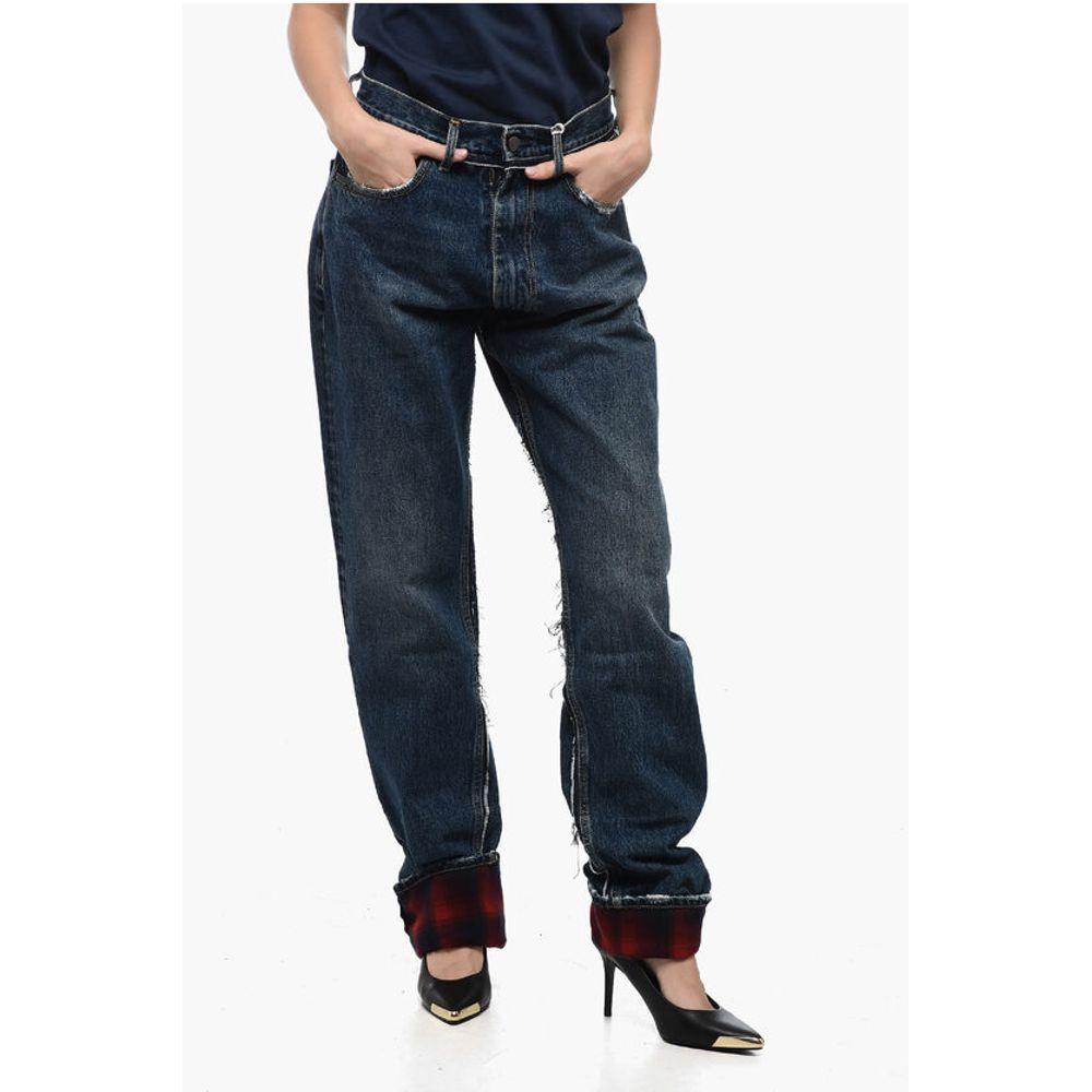 MAISON MARGIELA MM8 PENDLETON High-waisted Denims with Wool Women's Hem