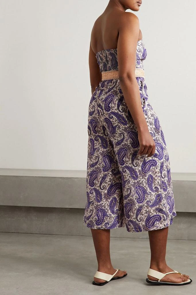 Zimmermann Devi strapless belted cropped paisley-print linen jumpsuit 3