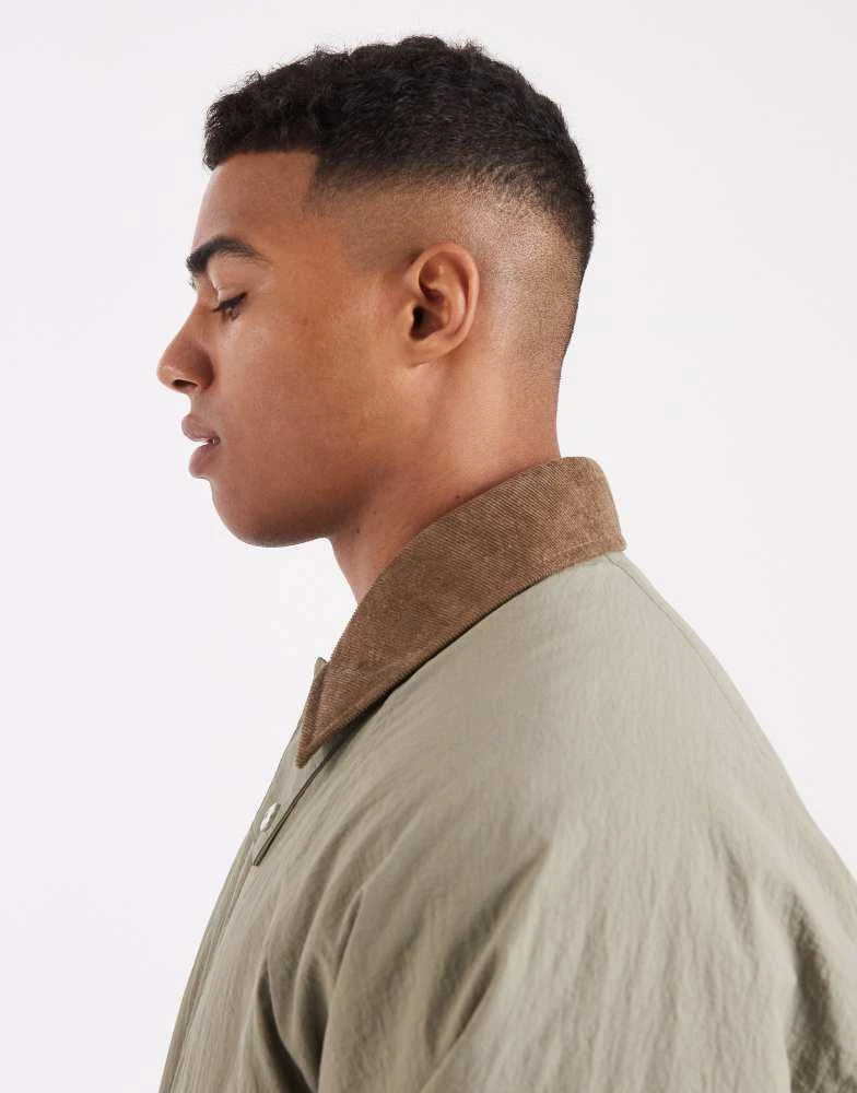 ASOS ASOS DESIGN oversized mid length barn jacket in light khaki 4