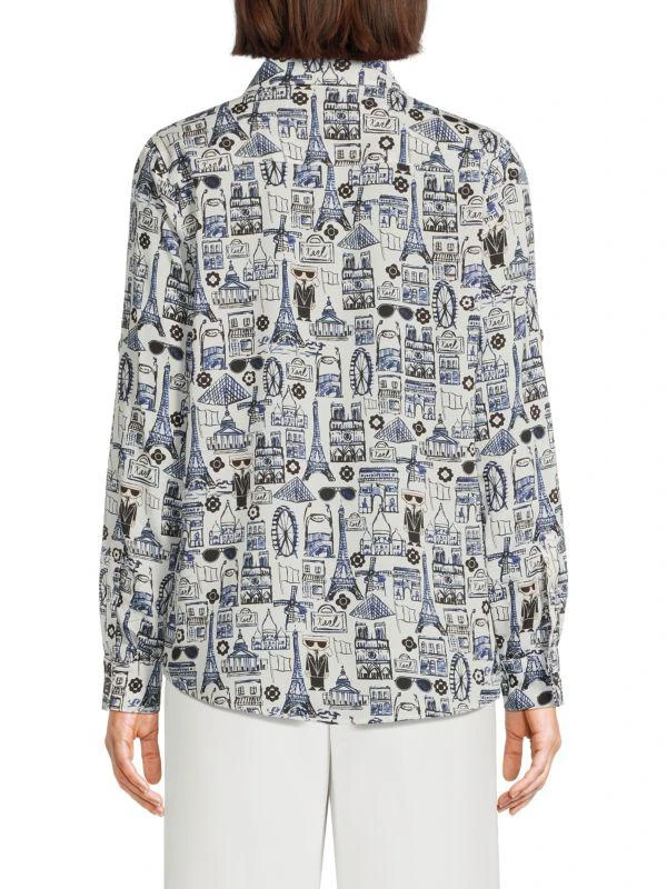 Karl Lagerfeld Paris Whimsical Print Button-Front Shirt 3