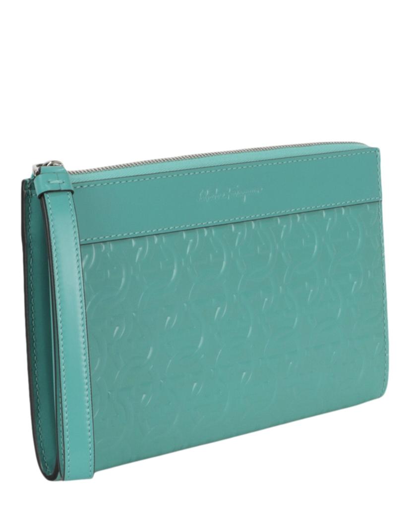 Salvatore Ferragamo Gancini Embossed Leather Clutch