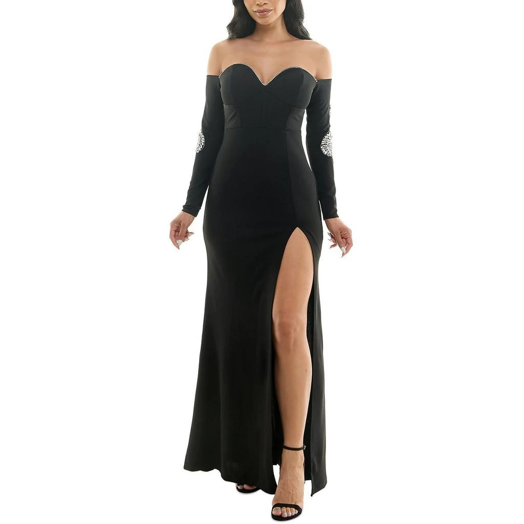 Emerald Sundae Juniors Womens Maxi Off-The-Shoulder Fit & Flare Dress 3