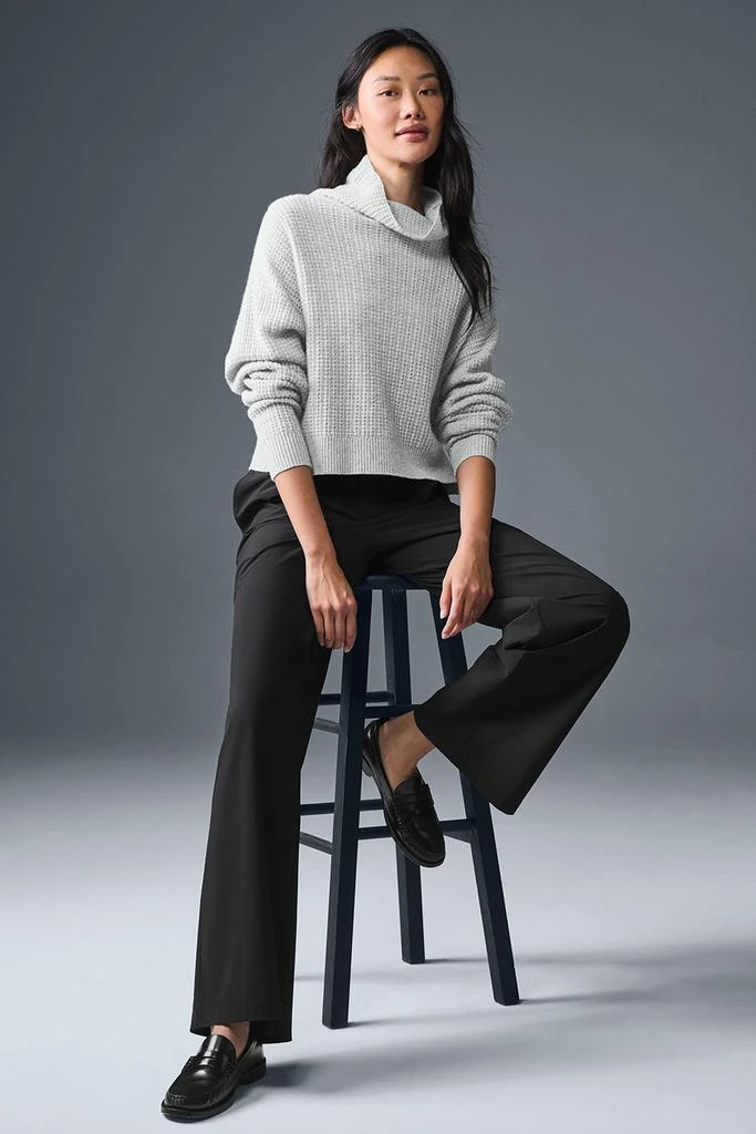 Alo Cashmere Plush Waffle Turtleneck Pullover - Athletic Heather Grey 5