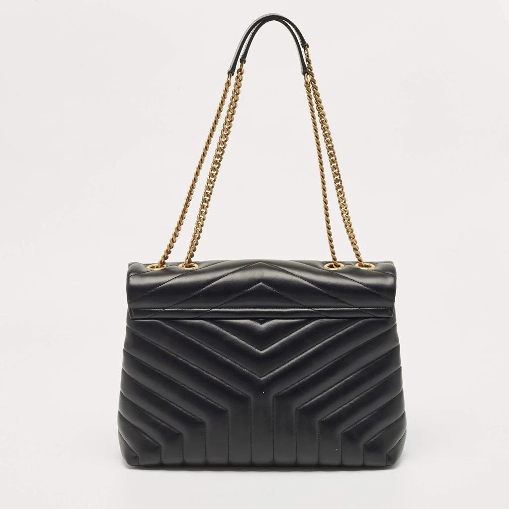 Yves Saint Laurent Saint Laurent Black Matelassé Leather Medium LouLou Shoulder Bag 4