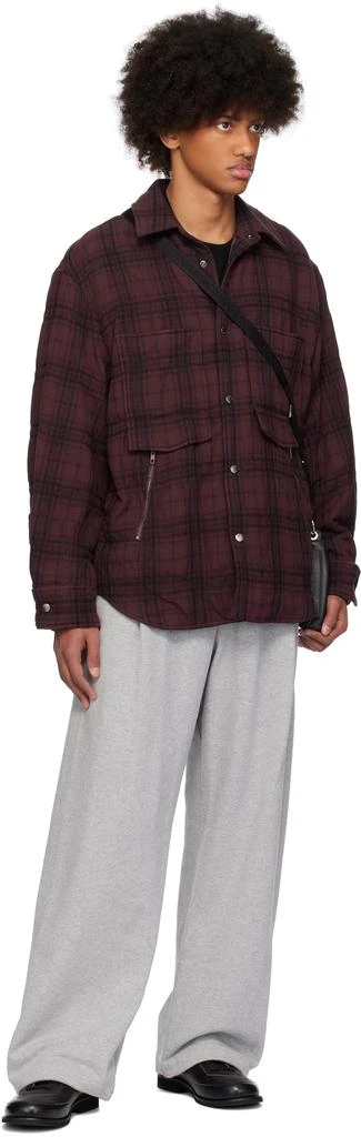 Wooyoungmi Burgundy Padded Check Shirt 4