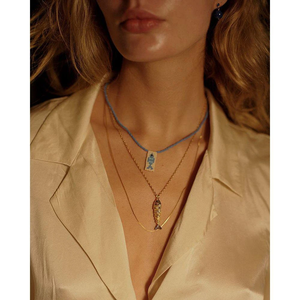 Anni Lu Something Fishy Fish Pendant Necklace in 18K Gold Plated, 17.3"-19.7" 2