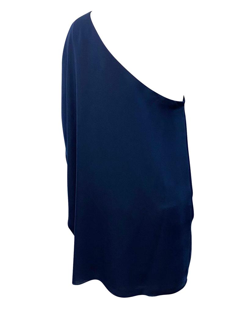 Halston Heritage Halston Heritage One Shoulder Dress in Navy Blue Polyester