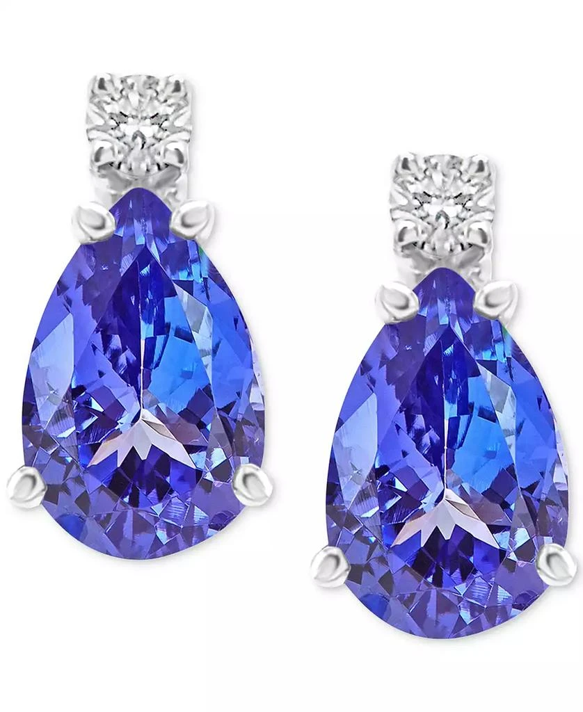 Macy's Tanzanite (3/4 ct. t.w.) & Diamond Accent Stud Earrings in 14k White Gold 1