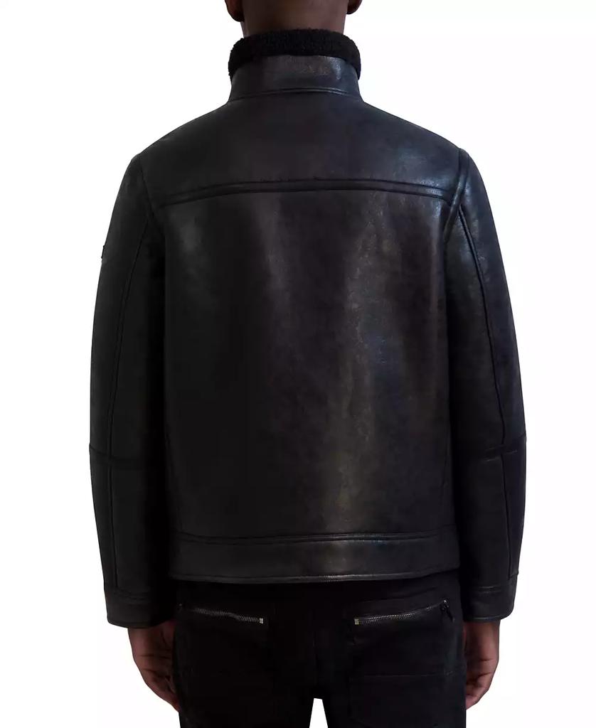 Karl Lagerfeld Paris Men's Faux-Leather Double-Zip Jacket