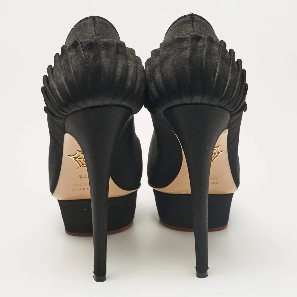 Charlotte Olympia Charlotte Olympia Black Satin Paloma Platform Pumps Size 37.5 5
