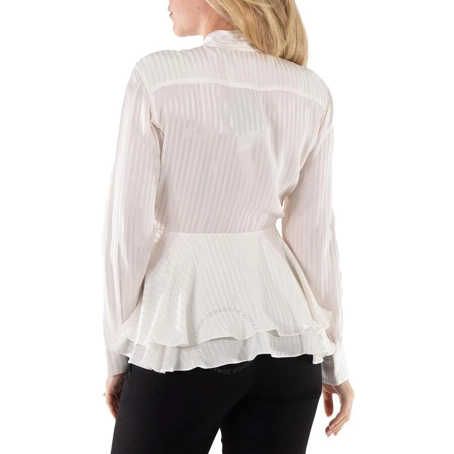 Burberry Leah Silk Tie-Neck Peplum Blouse In Natural White 3