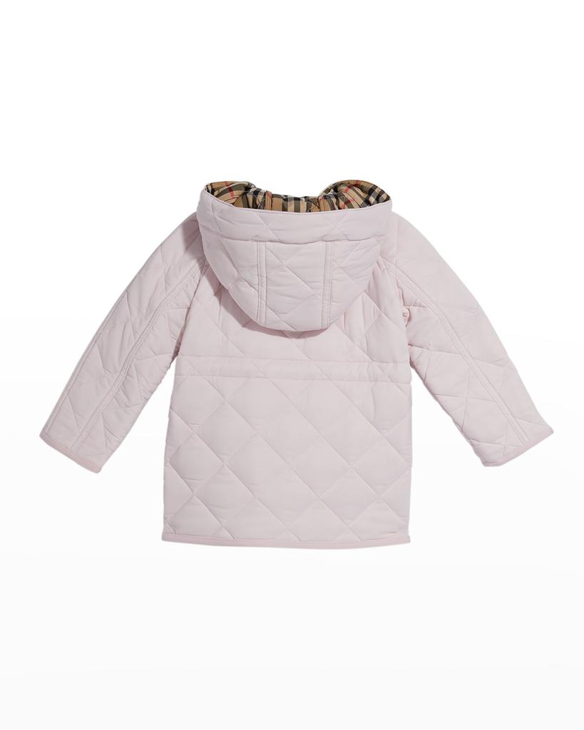 Burberry Girl's Reilly Hooded Quilted Coat, Size 6M-2