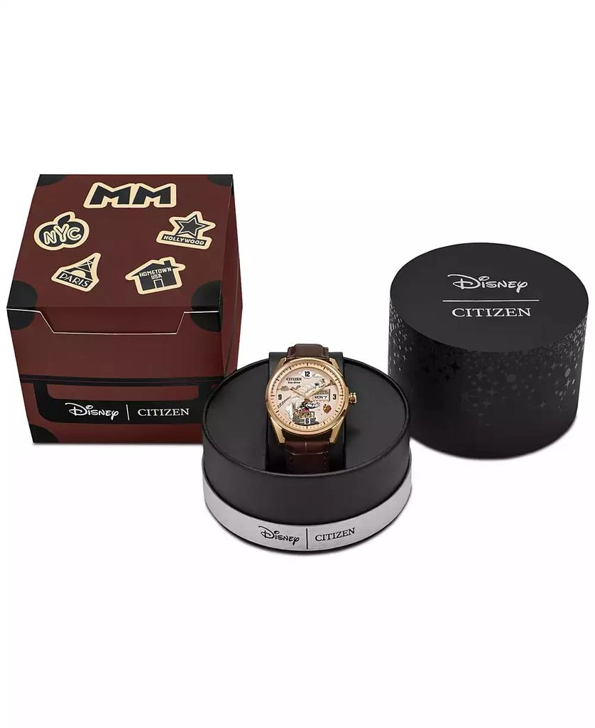 Citizen Eco-Drive Men's Disney Mickey Mouse Brown Leather Strap Watch 42mm 4