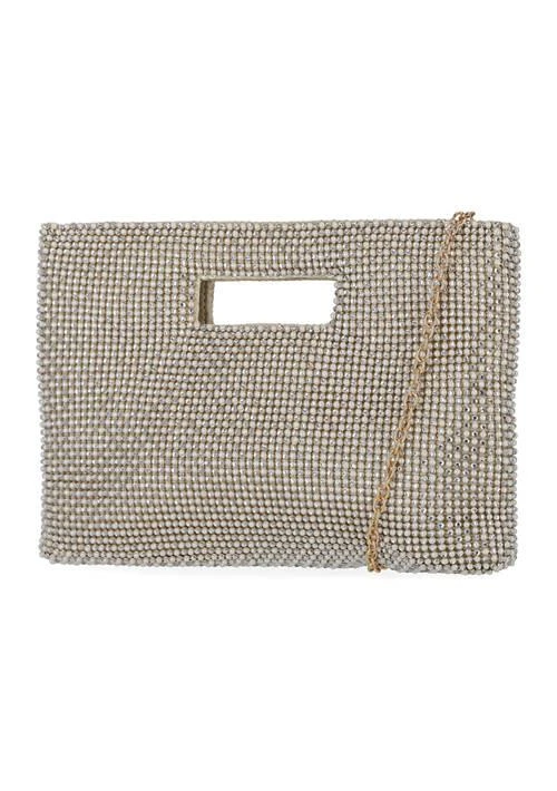 Jessica McClintock Mcclintock Asher Diamond Mesh Cut Out Handle Clutch 1