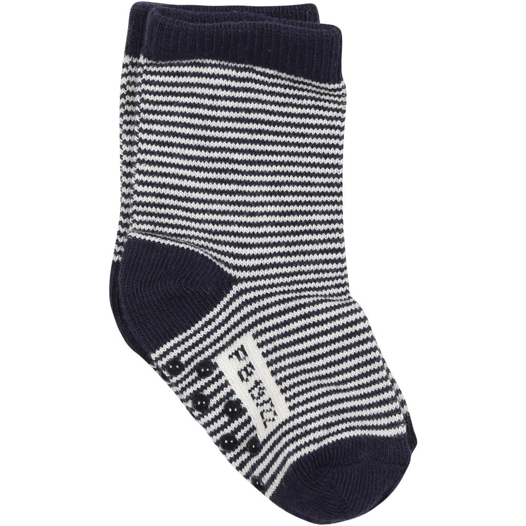 PETIT BATEAU Blue Socks For Baby Boy With Stripes