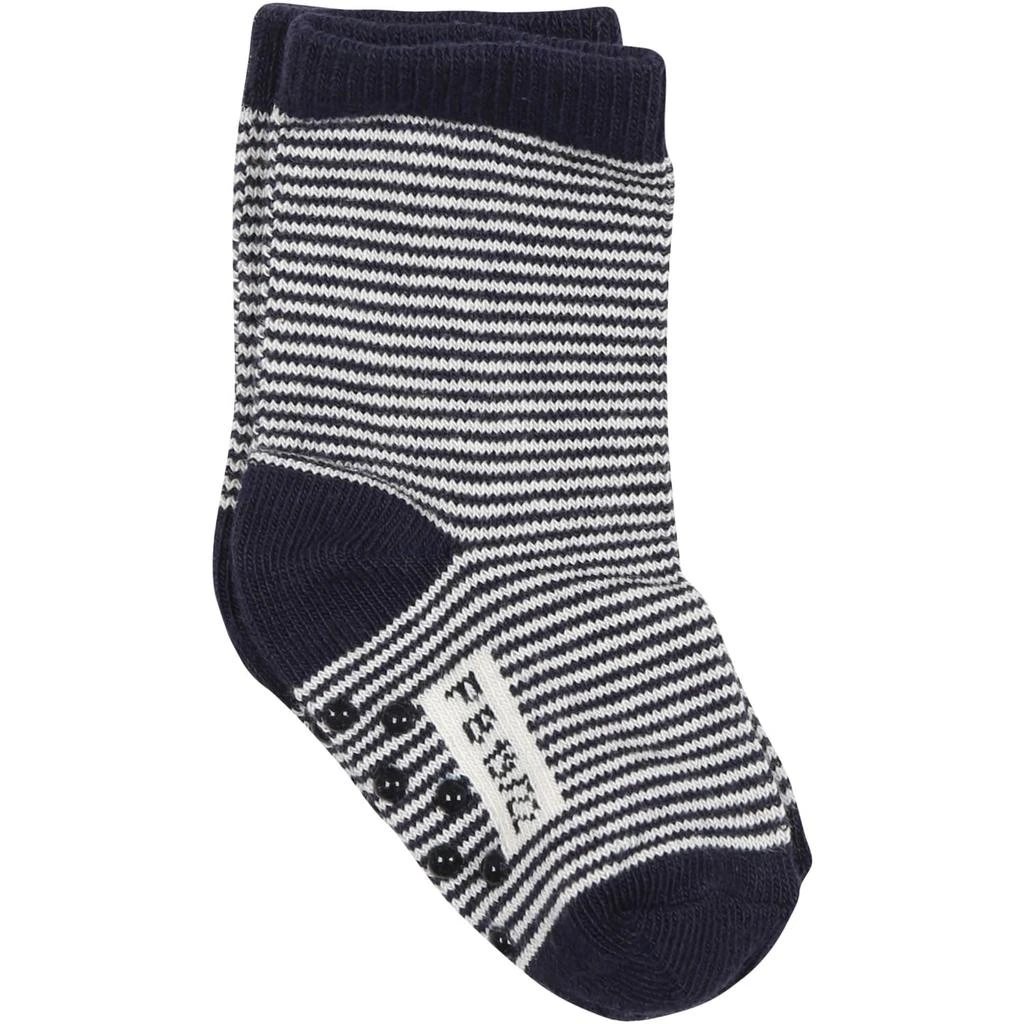 PETIT BATEAU Blue Socks For Baby Boy With Stripes 1