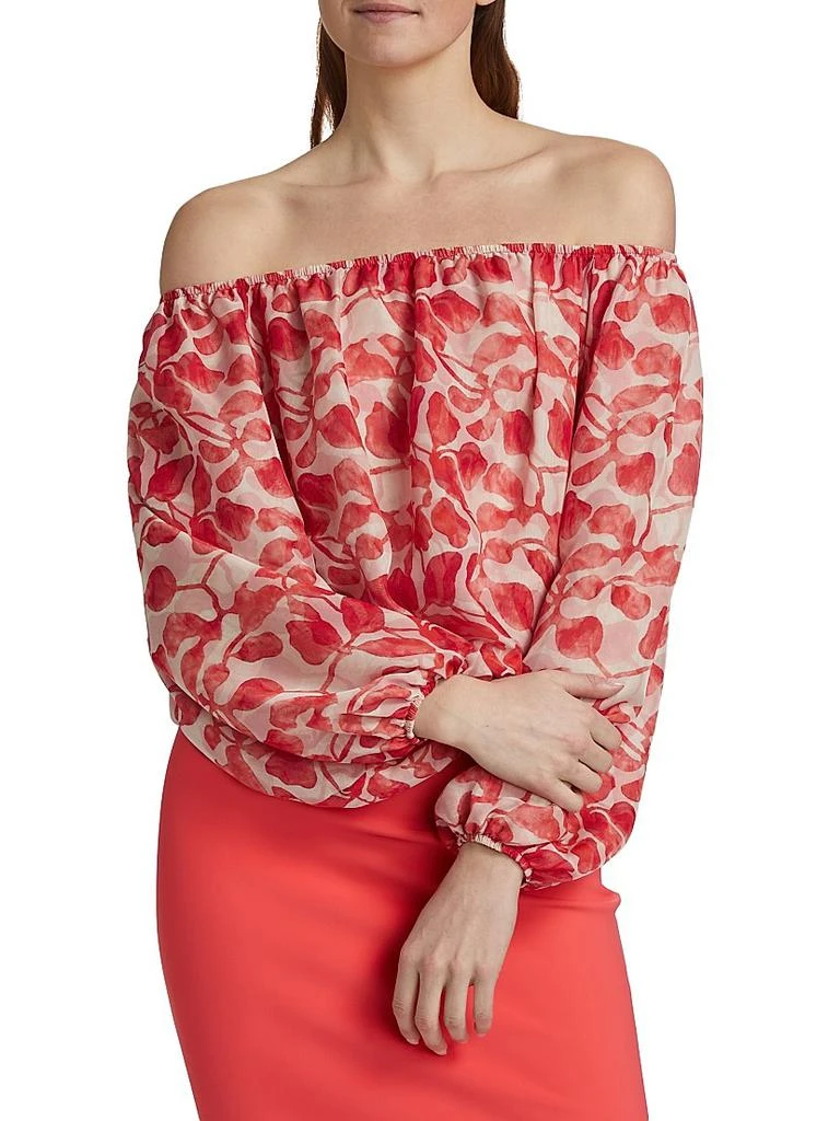 Chiara Boni Toru Floral Chiffon Off-The-Shoulder Top 3