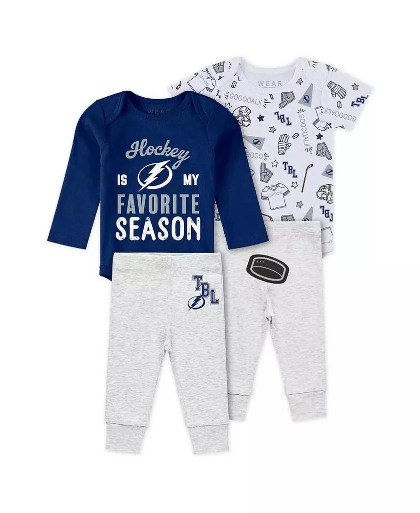 WEAR by Erin Andrews Baby Boys and Girls 3-Piece Tampa Bay Lightning Turn Me Around Bodysuits and Pants Set 1