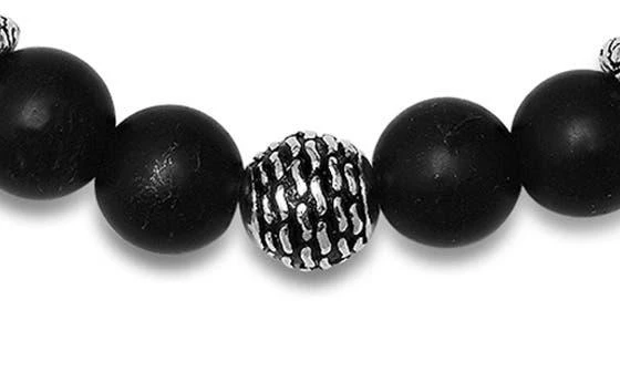 HMY JEWELRY Sterling Silver Black Lava Stone Bracelet 4