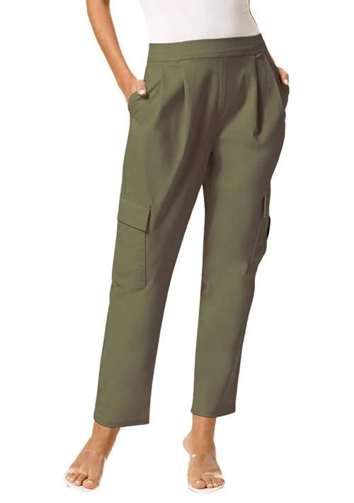 Hue Womens Chino Soft Tapered Cargo Pants 1