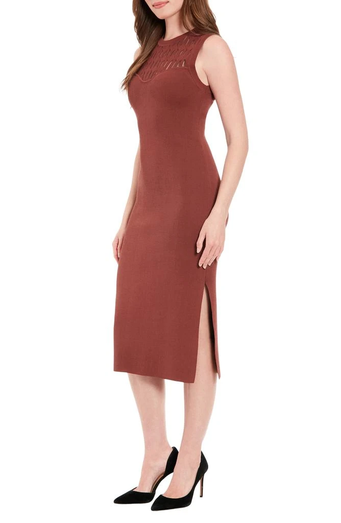 London Times Illusion Yoke Sleeveless Midi Sweater Dress 5