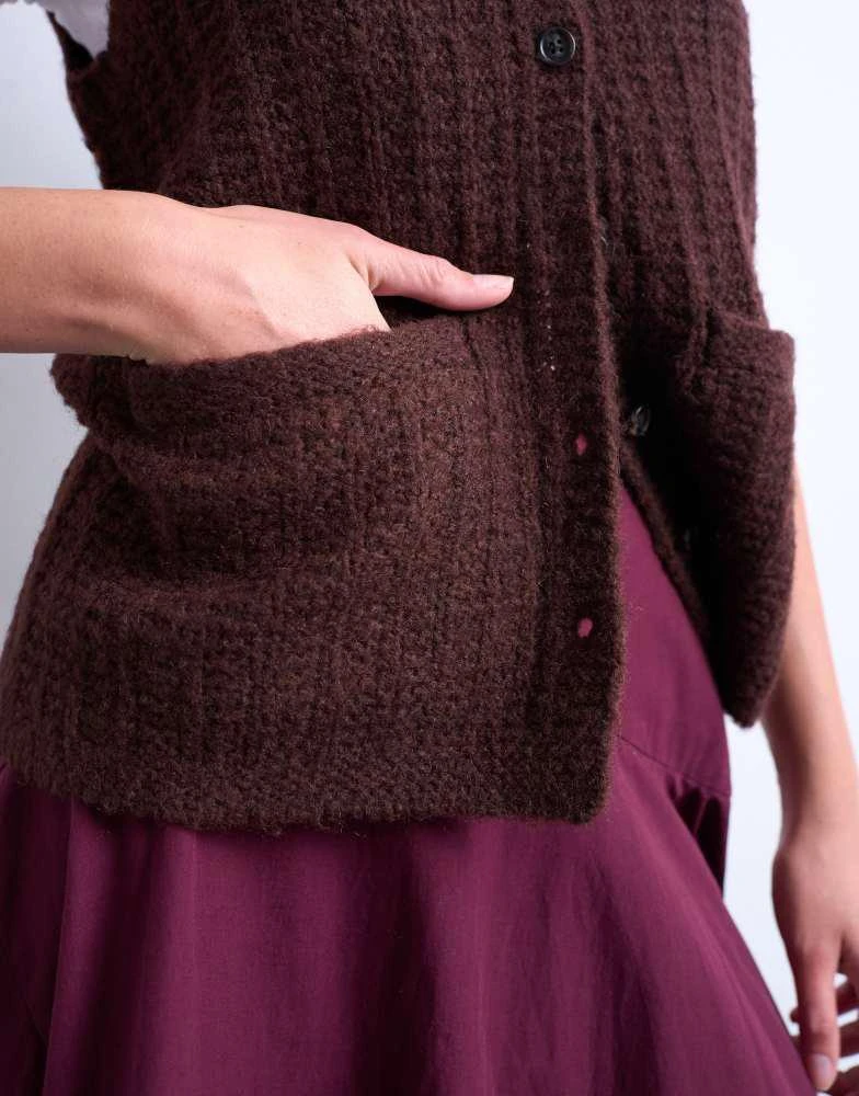 Topshop Topshop knitted stitchy pocket tank in brown 3