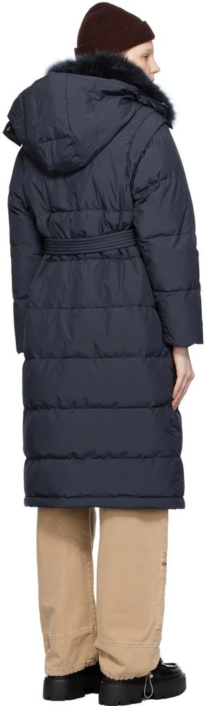 Yves Salomon Navy Belted Down Coat 3