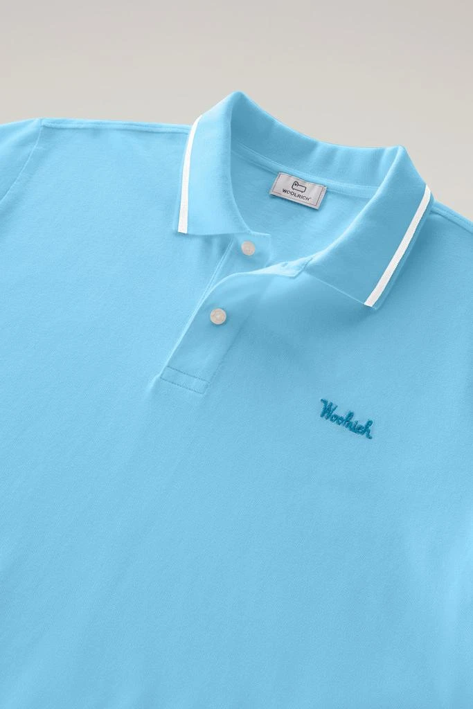 Woolrich Monterey Polo Shirt in Stretch Cotton Piquet with Striped Edges - Men - Blue 6