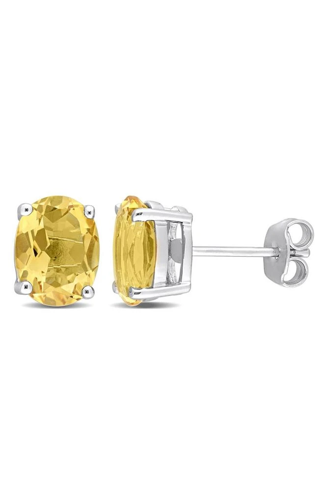 DELMAR Oval Citrine Stud Earrings