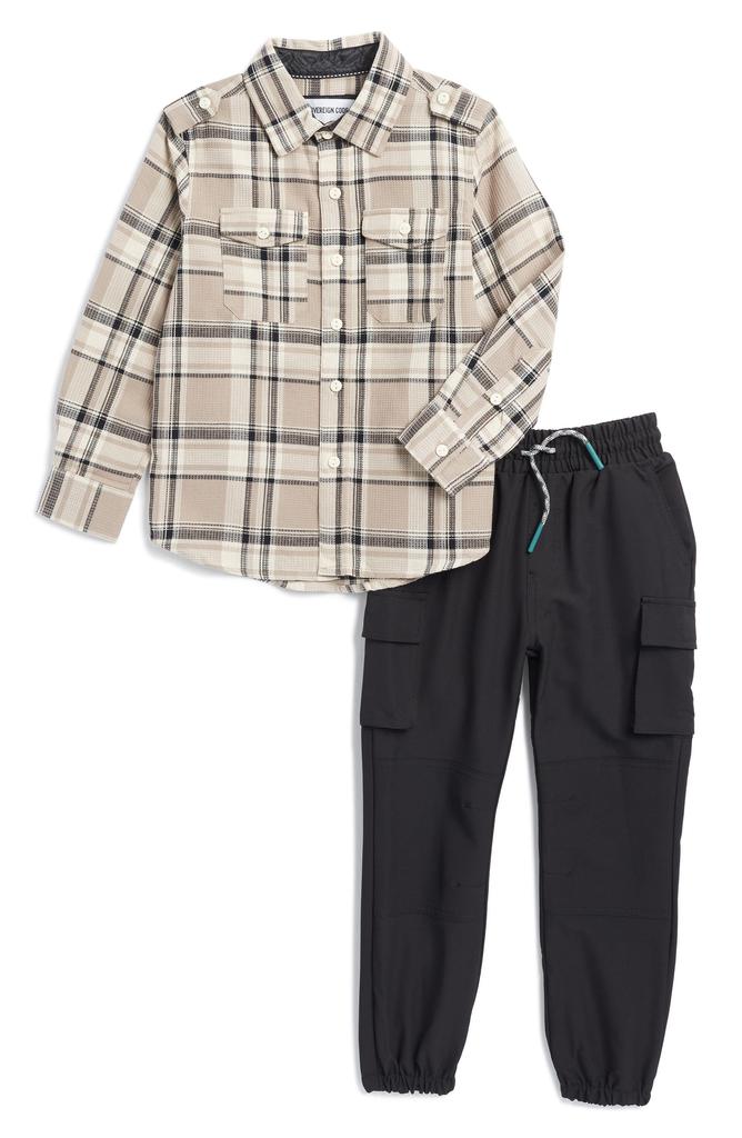 Sovereign Code Kids' Plaid Button-Up Shirt & Cargo Pants Set