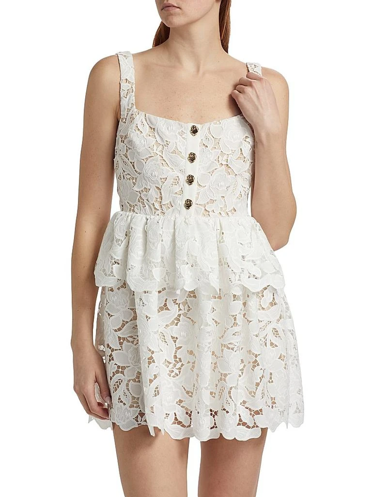 Self Portrait Lace Tiered Peplum A-Line Minidress 3