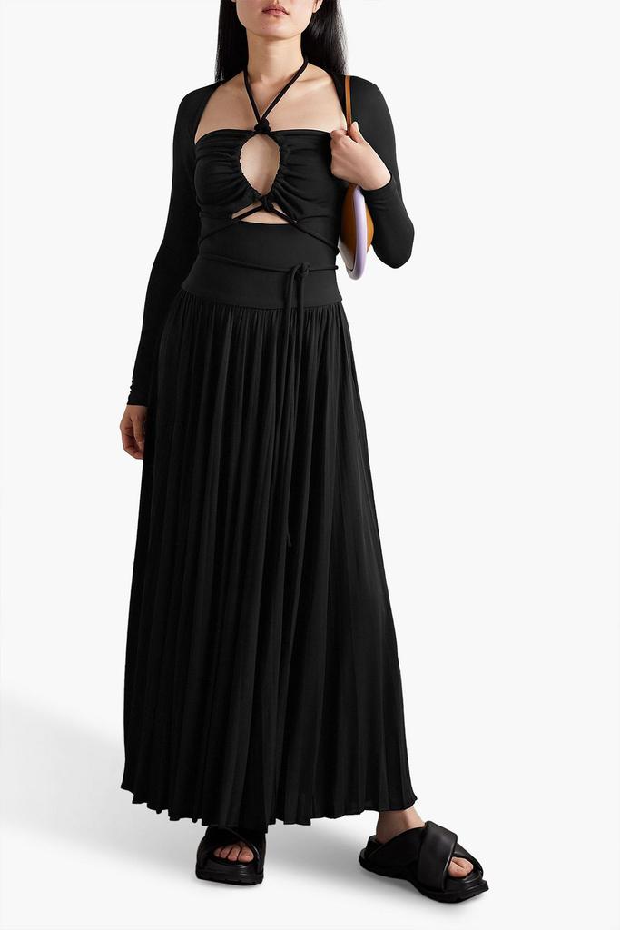 Proenza Schouler Cutout plissé-jersey halterneck maxi dress