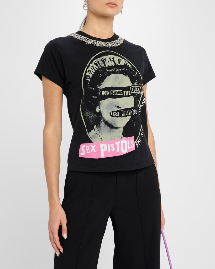 Alice + Olivia Atlas Embellished Neckline Tee - T-Shirts - Compare