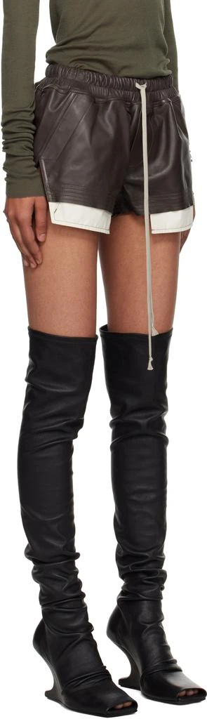 Rick Owens Gray Concordians Fog Boxer Leather Shorts 2