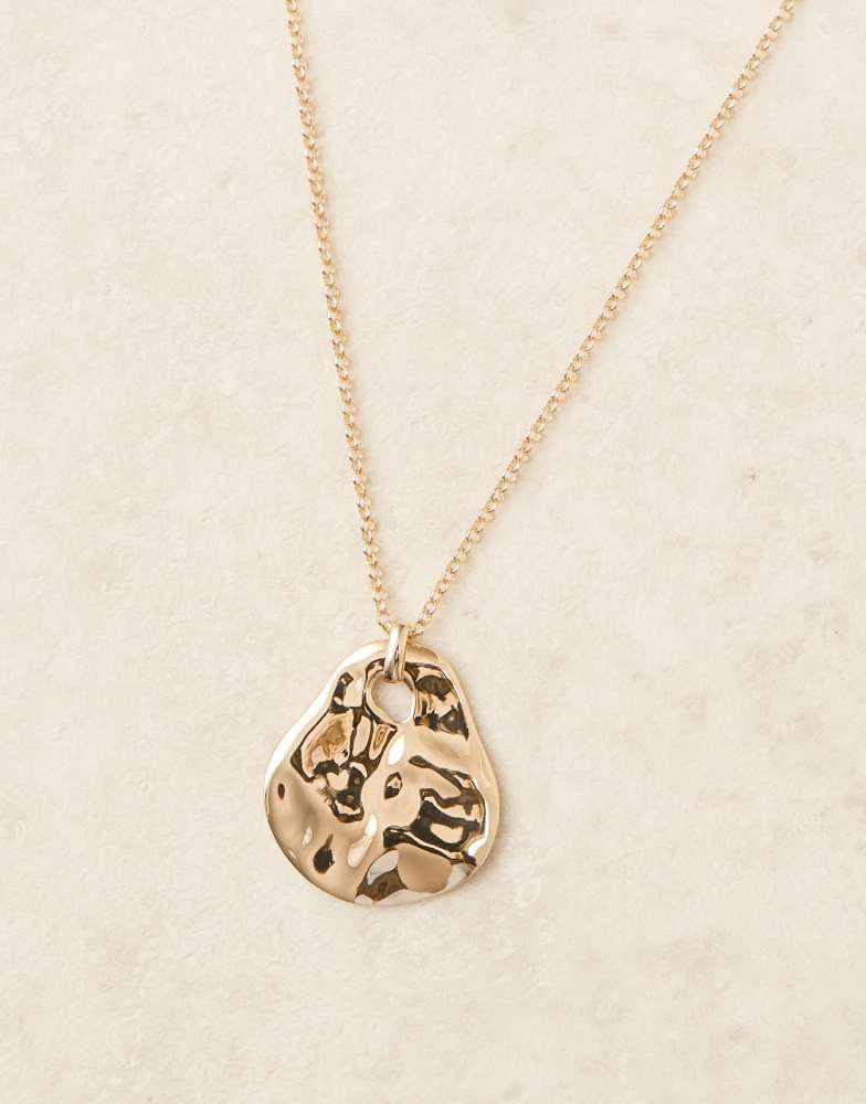 ASOS ASOS DESIGN statement necklace with molten pendant in gold tone 2