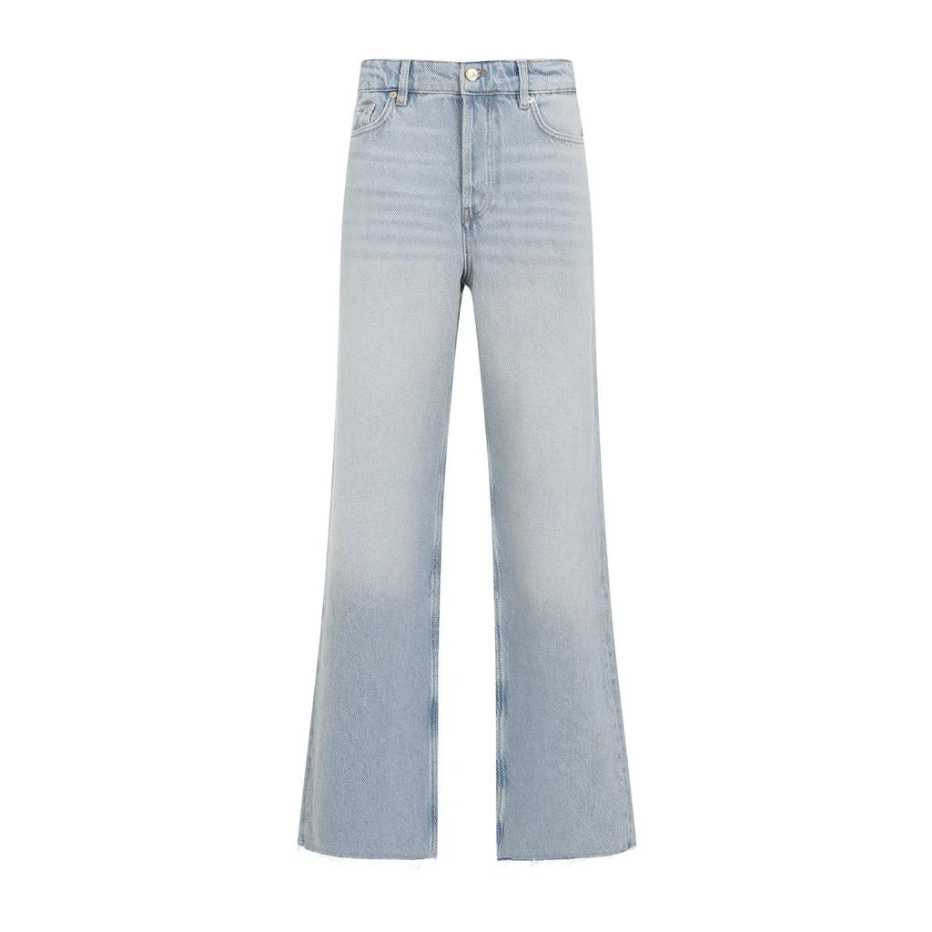Ganni Light Blue Tint Wash Organic Cotton Izey Overdyead Heavy Denim Jeans 2