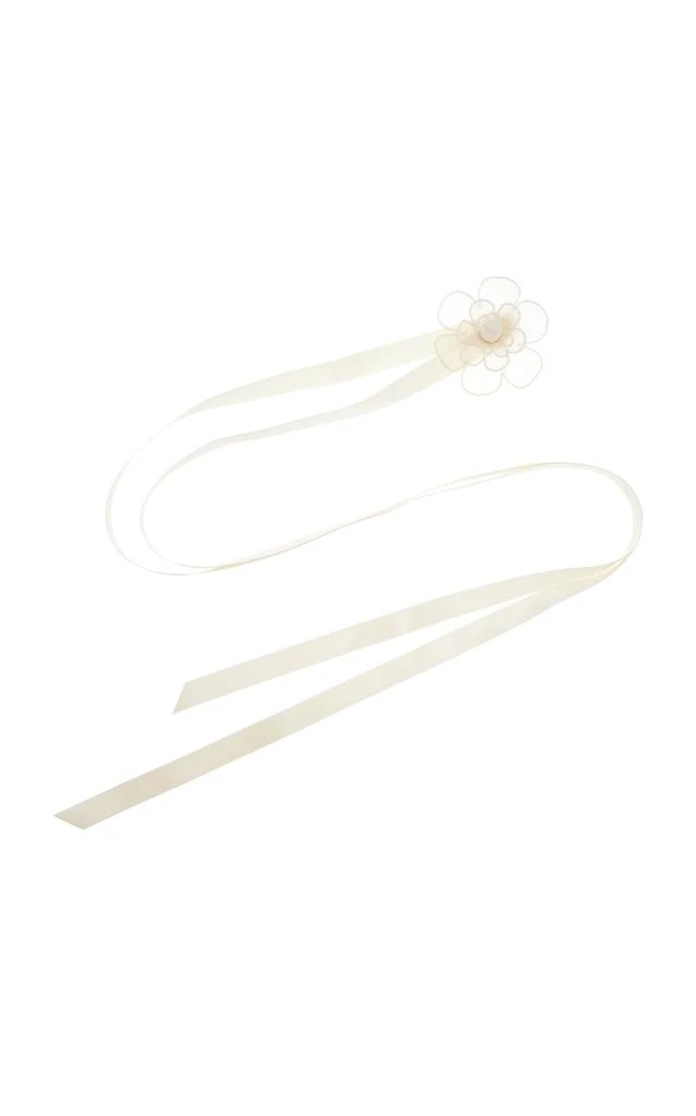 Jennifer Behr Jennifer Behr - Susanna Flower-Detailed Silk Ribbon Necklace - White - OS - Moda Operandi - Gifts For Her 1