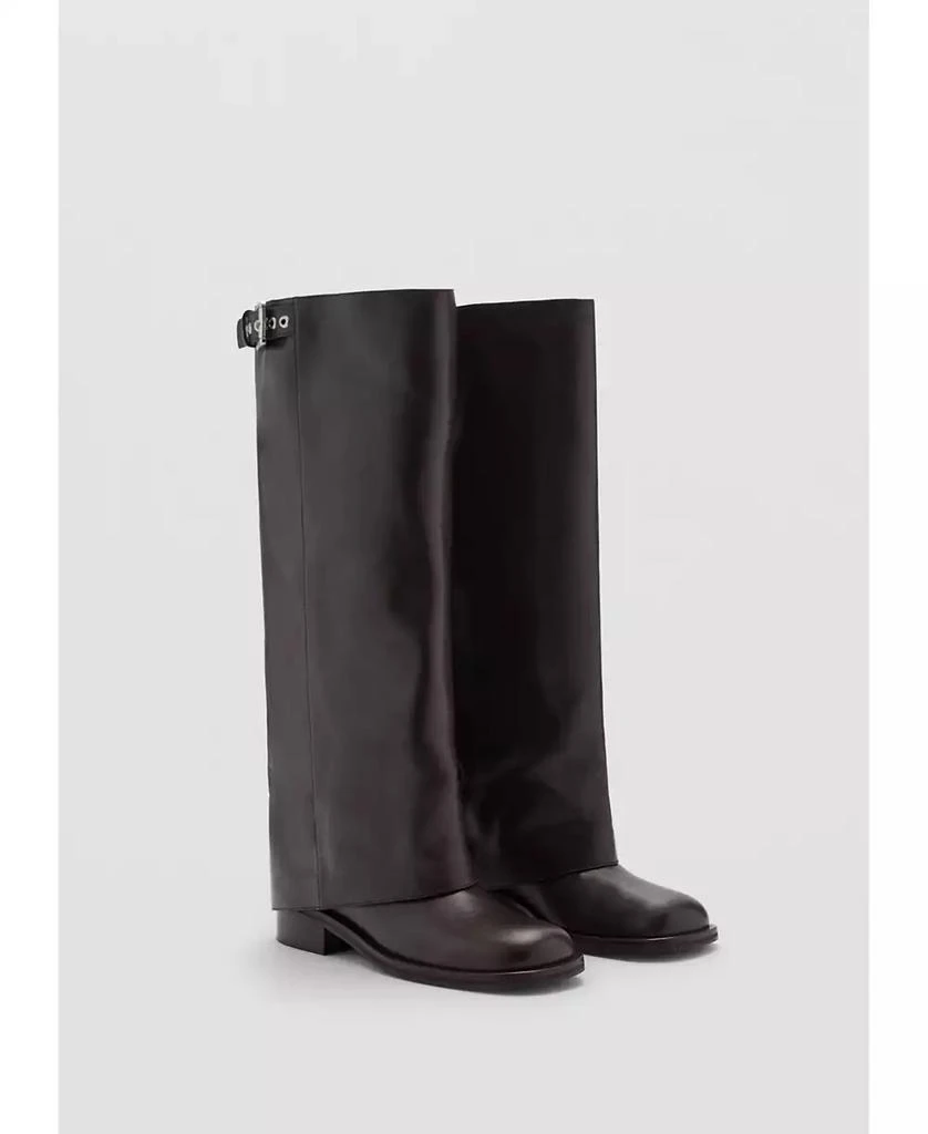 Mango Women's Buckles Leather Boots 1