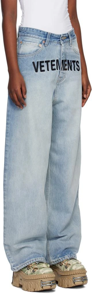 Vetements Blue Embroidered Logo Baggy Jeans 2