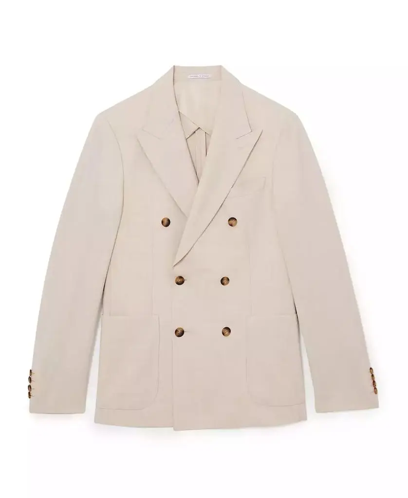 REISS Men's ManciTailored-Fit Double-Breasted Herringbone Blazer