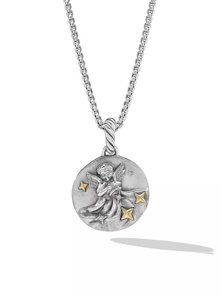 David Yurman Amulet in Sterling Silver with 18K Yellow Gold and Diamonds, 19MM 1