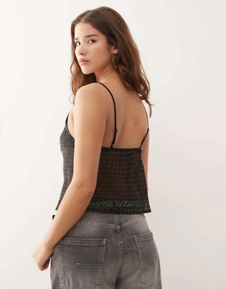 COLLUSION COLLUSION hot fix chiffon cami top in black 4