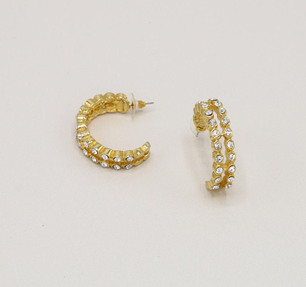 Orelia Vintage Vintage Statement Double Crystal Hoop Earring